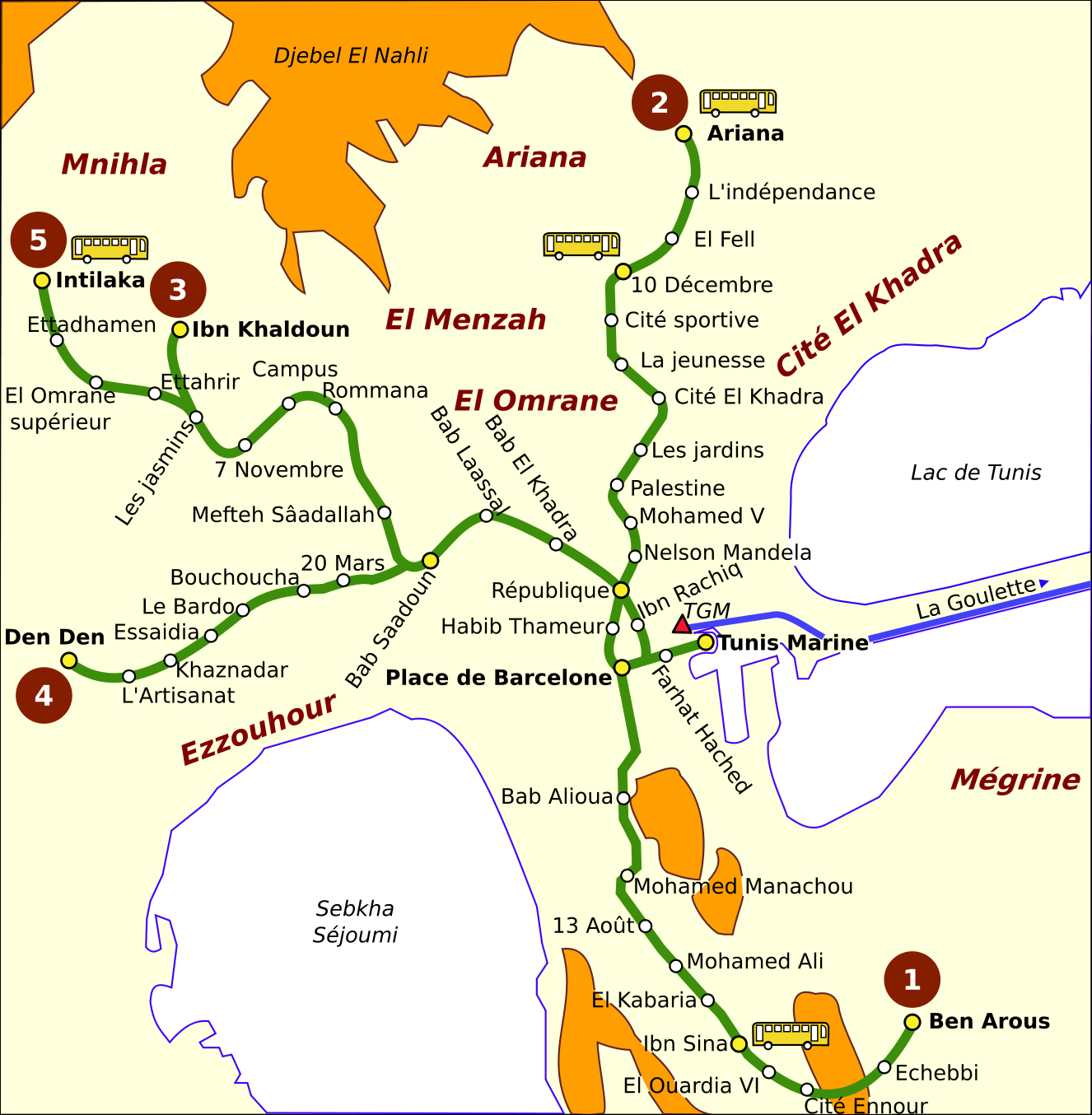 Metro map of Tunis
