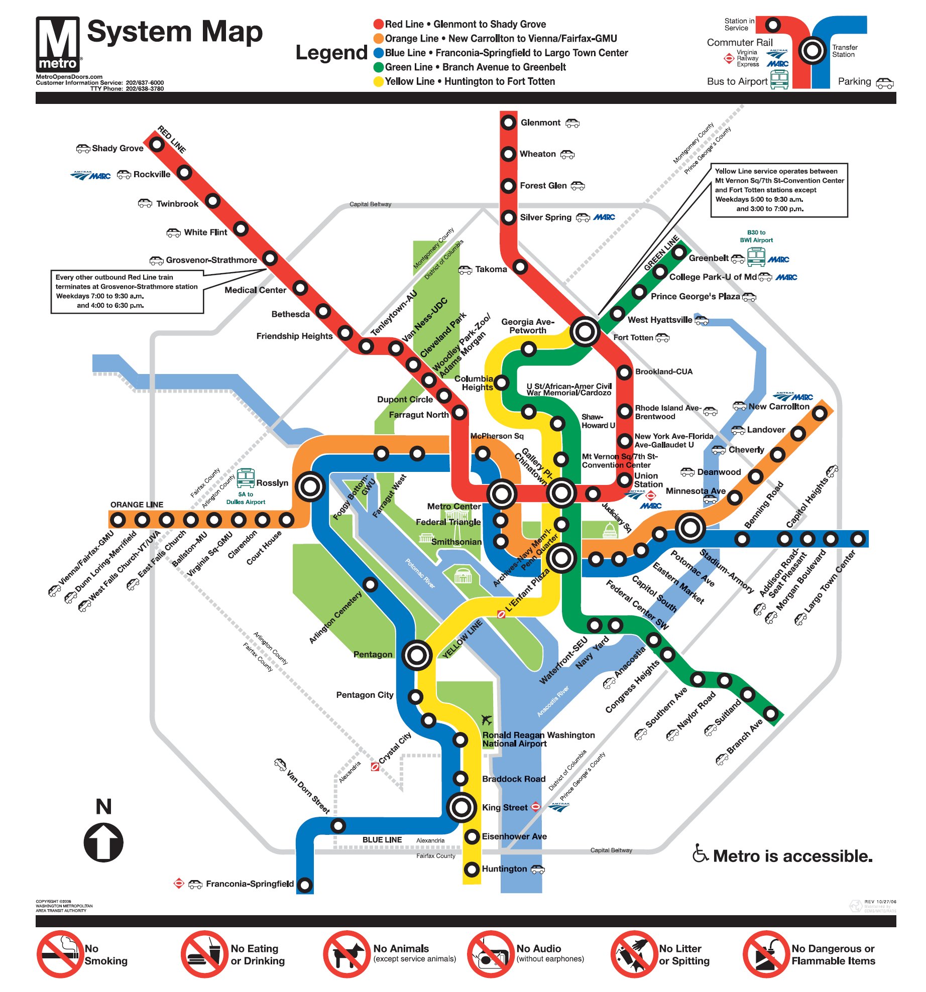 Metro map of Washington