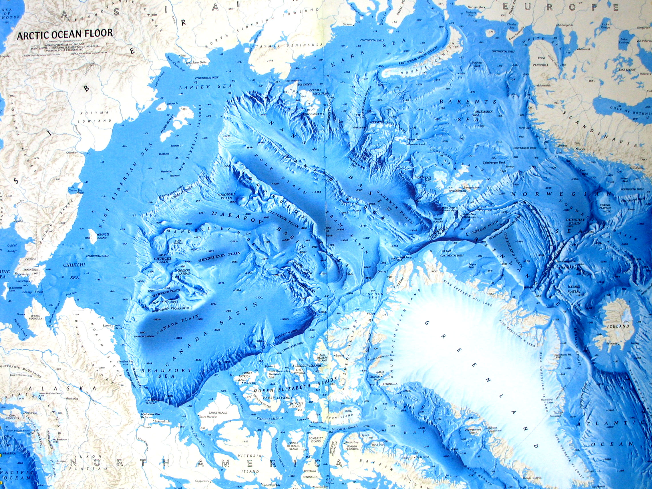 Map of relief of North-Arctic Ocean
