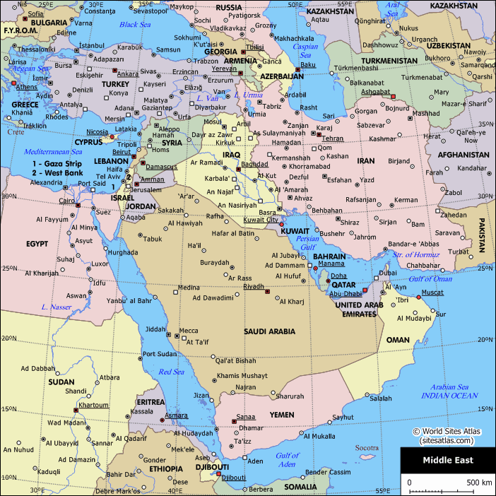 Map of Middle East. Middle East — Planetolog.com