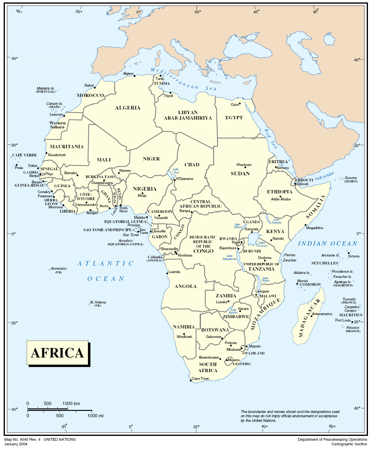 Map of states in Africa