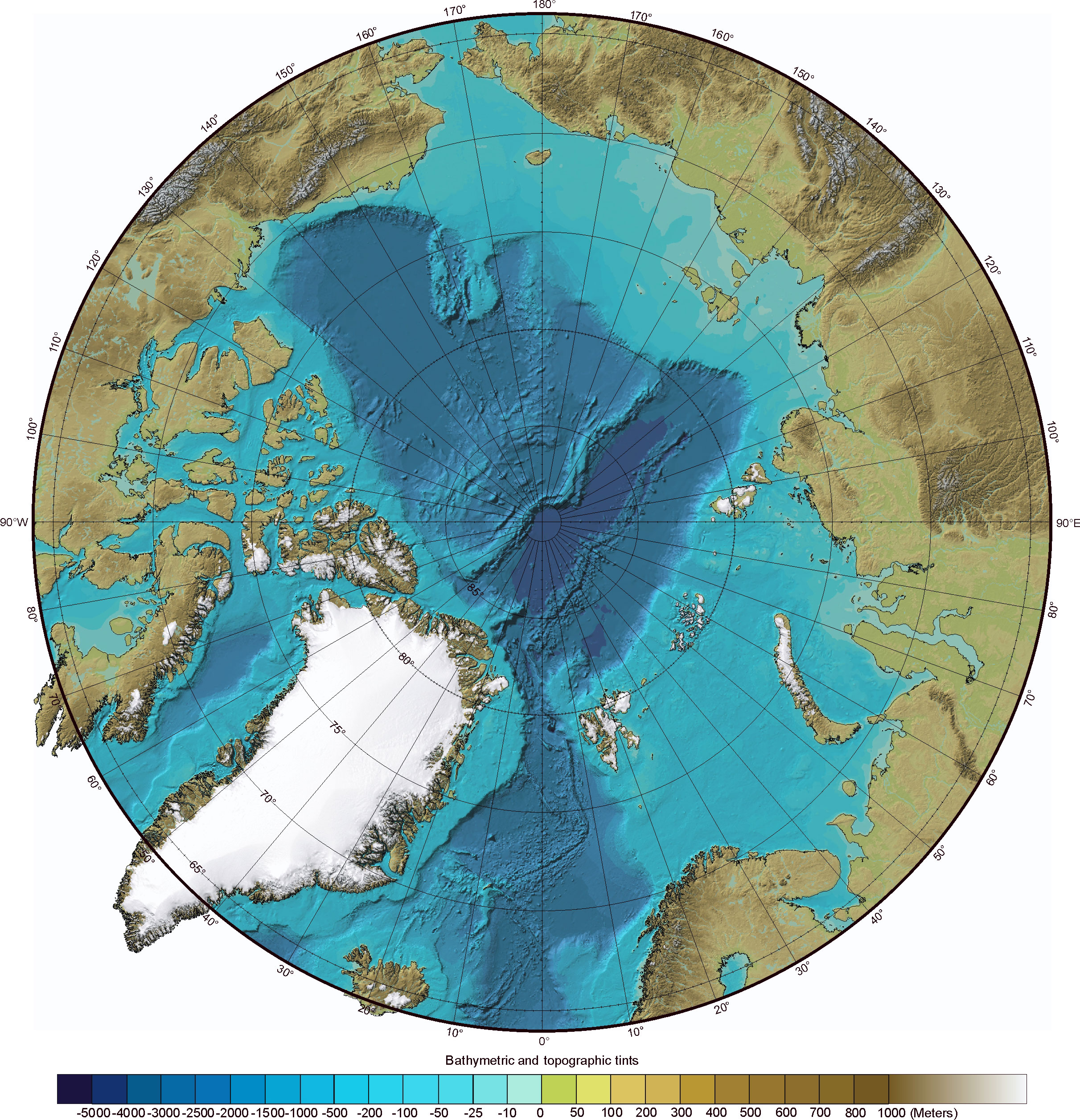 Geographic map of Arctic