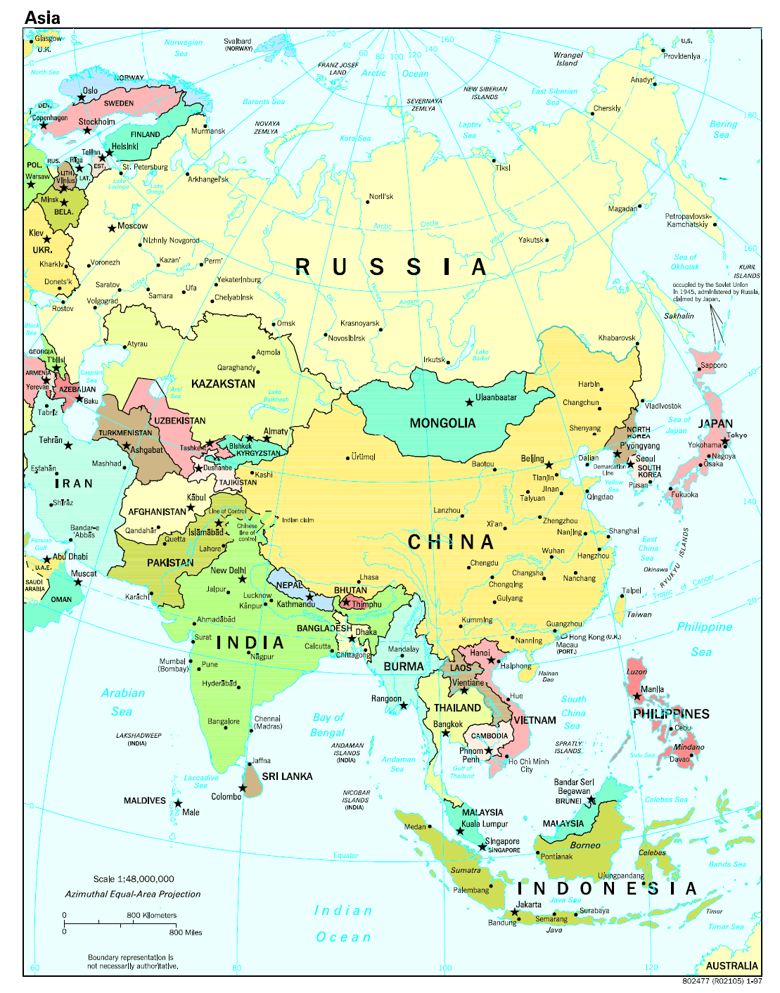 Political map of the Asia