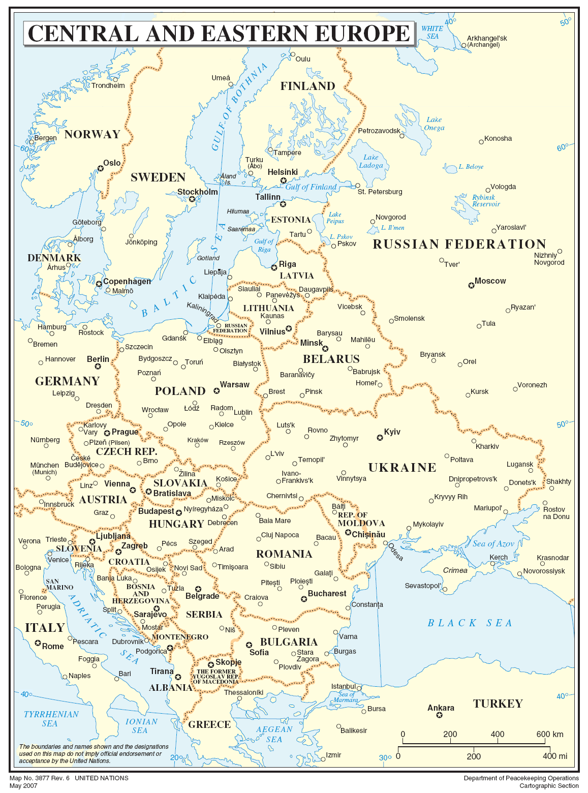 Map of Central and Eastern Europe
