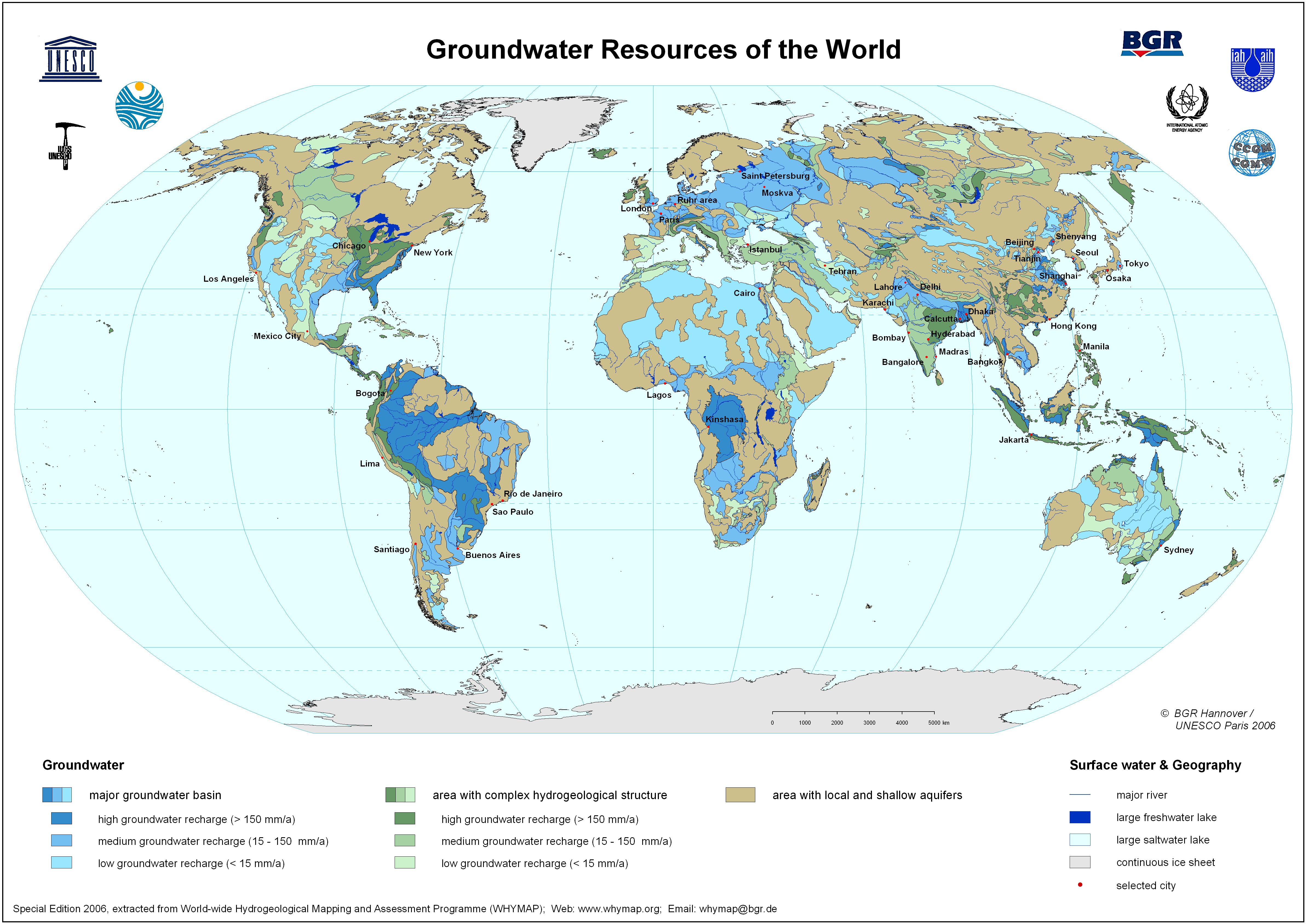 Map of groundwater resources of the world
