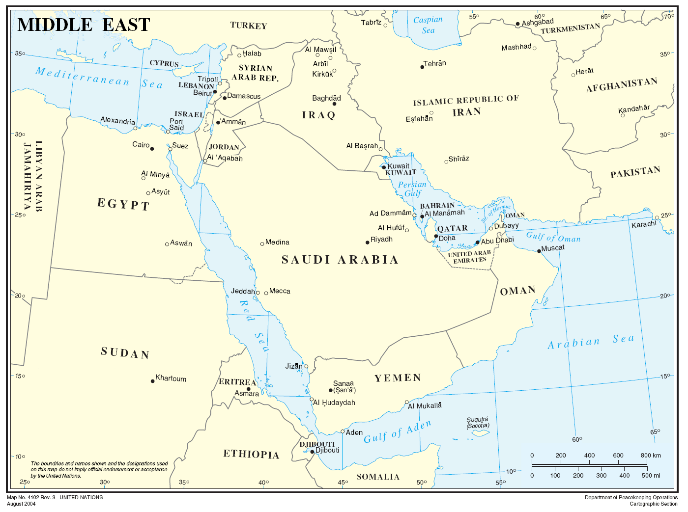 Map of the Middle East