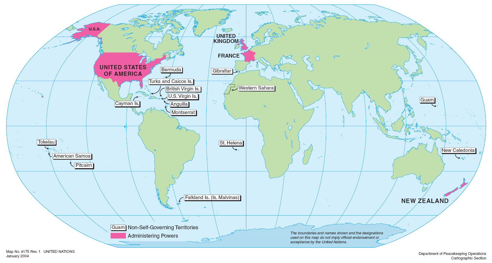 Map of non self governing territory of the world