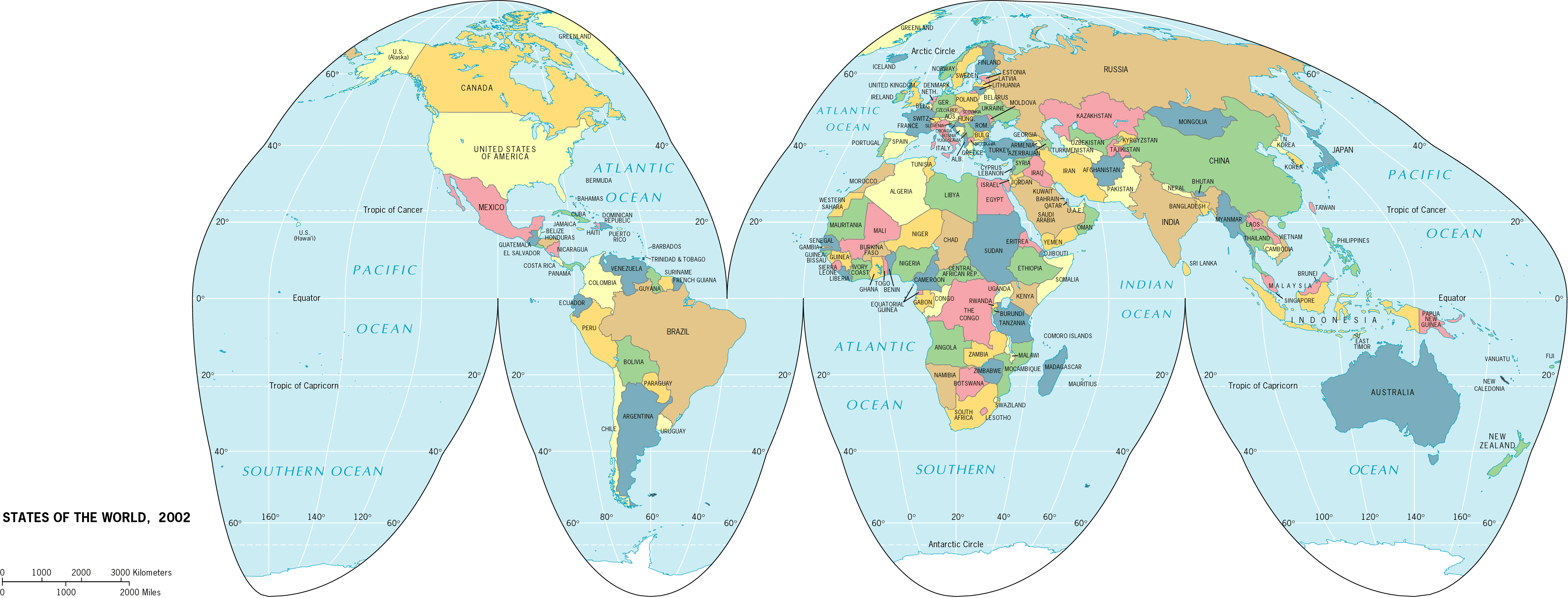 States on the world map