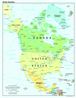 Political map of the North America