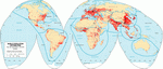 Map of world population distribution