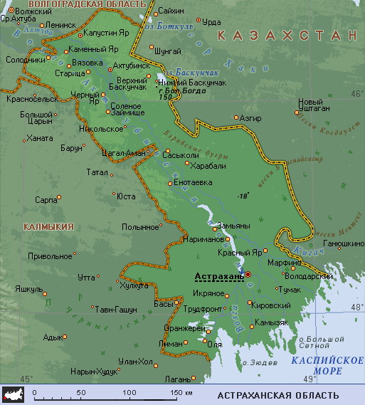 Map of Astrakhan Oblast