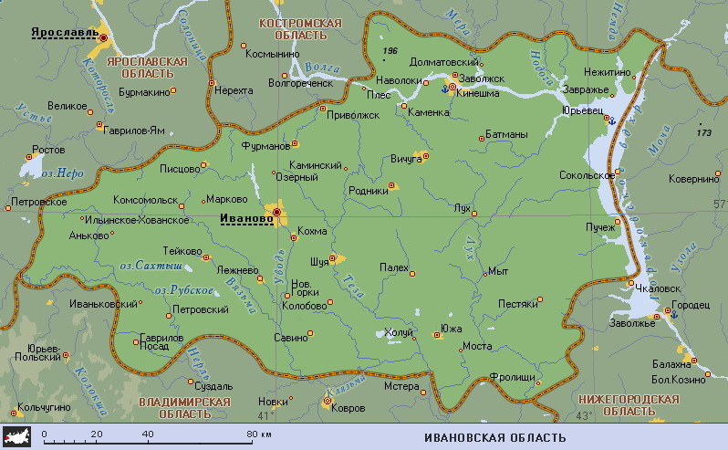 Map of Ivanovo Oblast