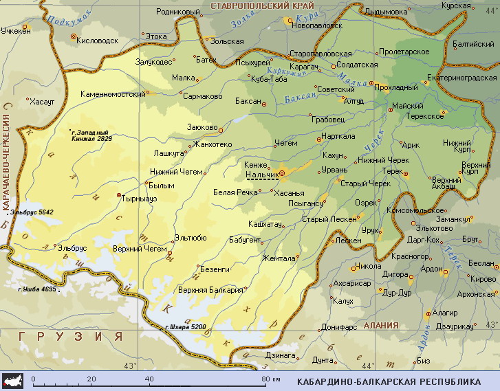 Map of Kabardino-Balkar Republic