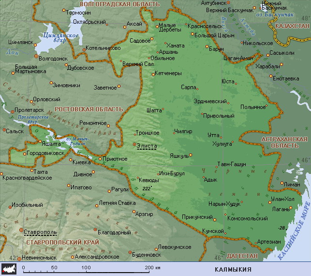 Map of Republic of Kalmykia