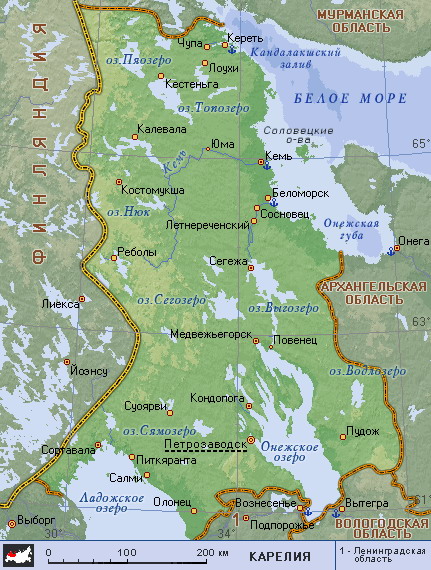 Map of Republic of Karelia