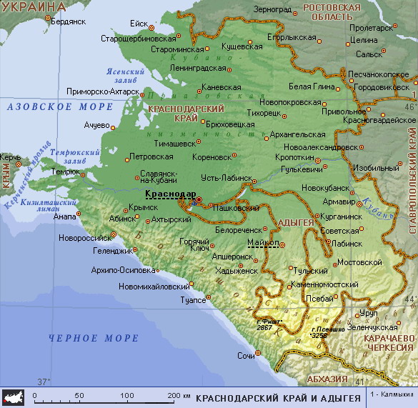 Map of Krasnodar Krai