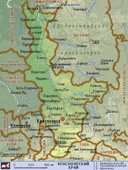 Map of Krasnoyarsk Krai