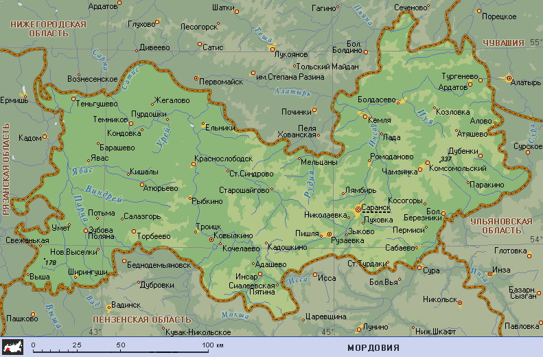 Map of Republic of Mordovia