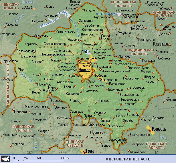 Map of Moscow Oblast