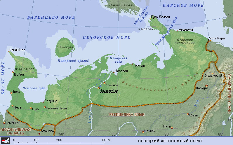 Map of Nenets Autonomous Okrug