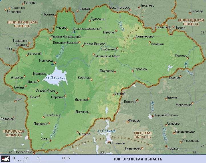 Map of Novgorod Oblast