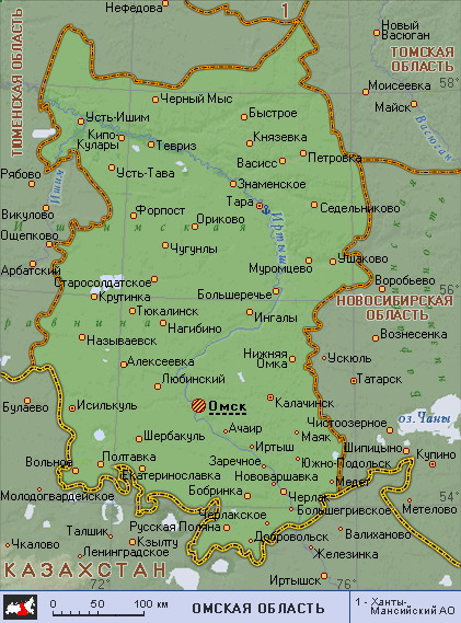 Map of Omsk Oblast