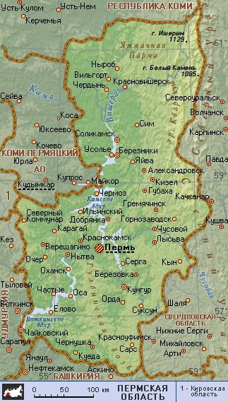 Map of Perm Oblast
