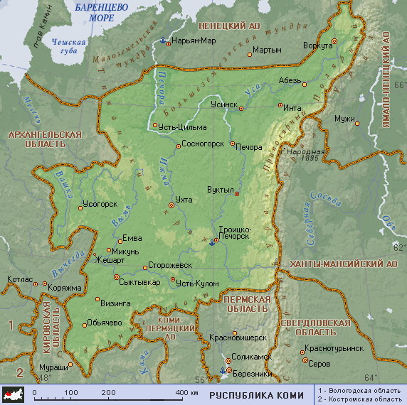 Map of Komi Republic