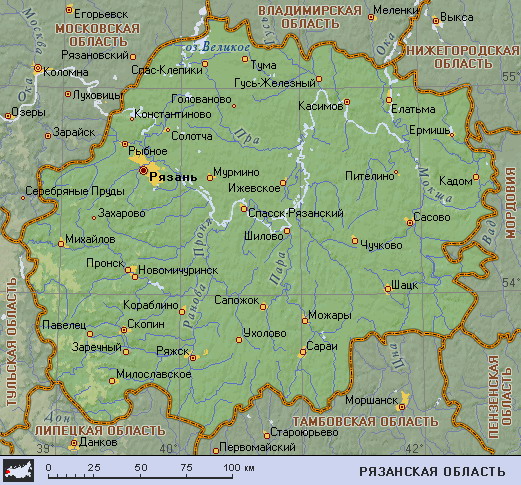 Map of Ryazan Oblast