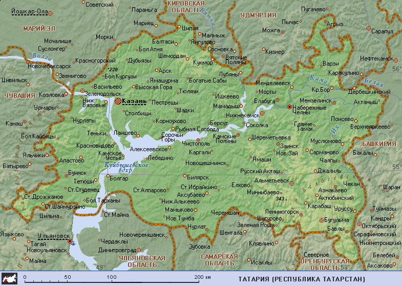 Map of Republic of Tatarstan