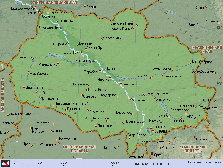 Map of Tomsk Oblast