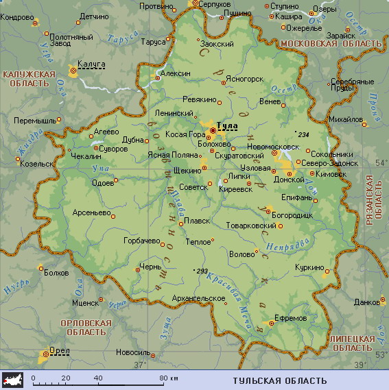Map of Tula Oblast