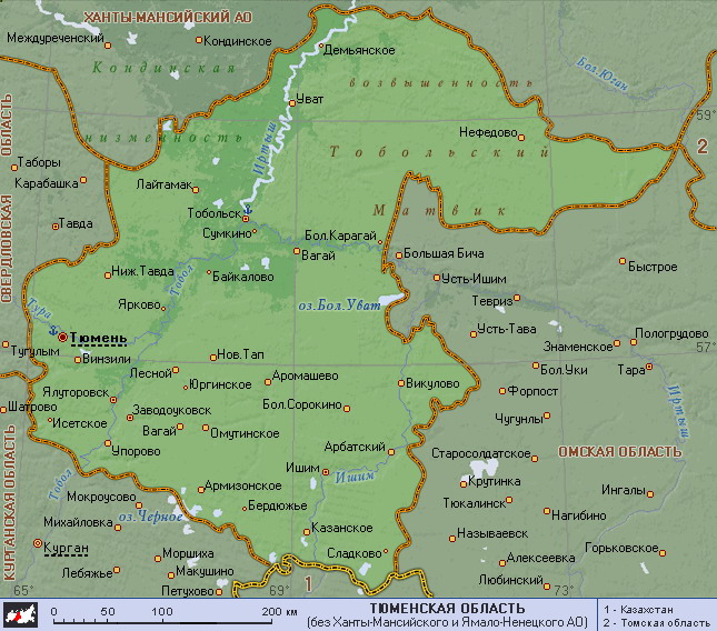 Map of Tyumen Oblast