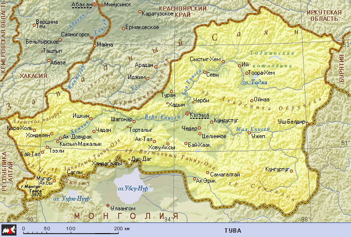 Map of Tyva Republic