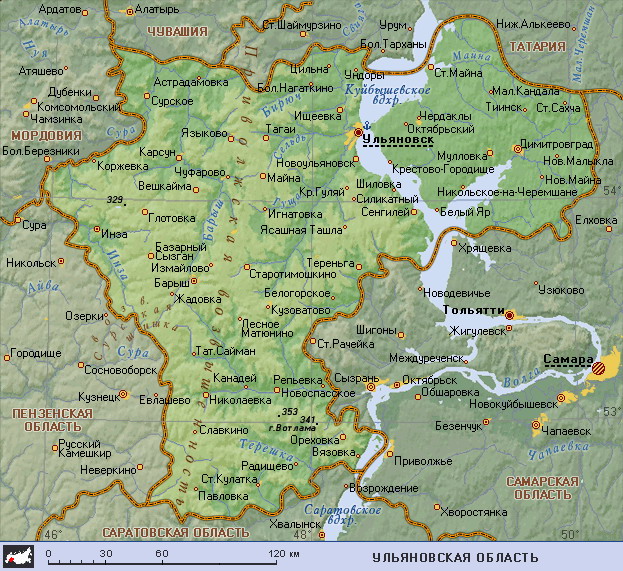 Map of Ulyanovsk Oblast