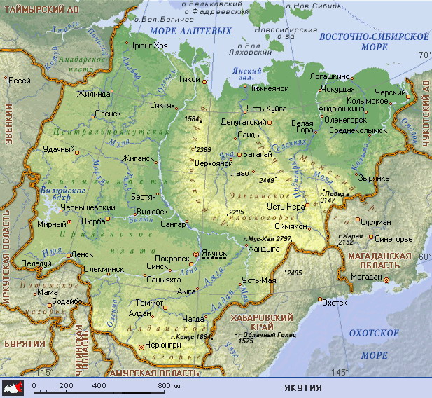 Map of Sakha (Yakutia) Republic