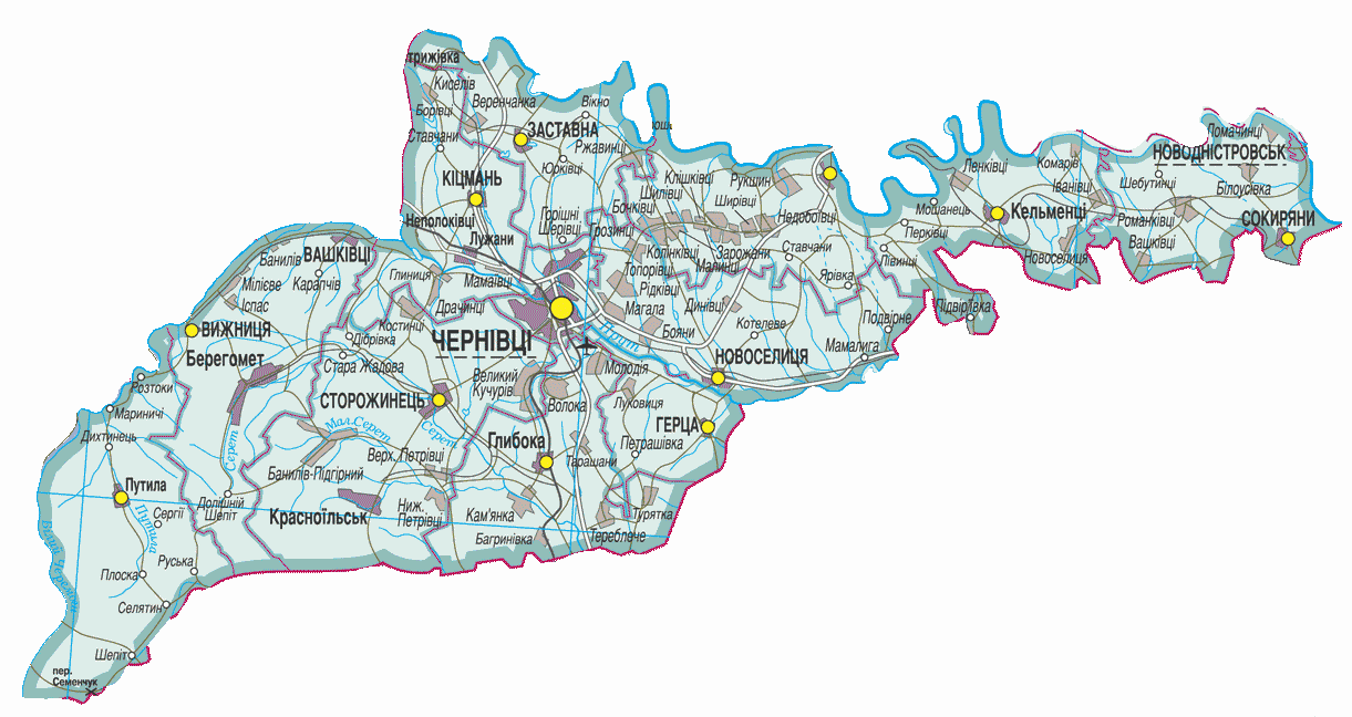 Map of Chernivtsi Oblast