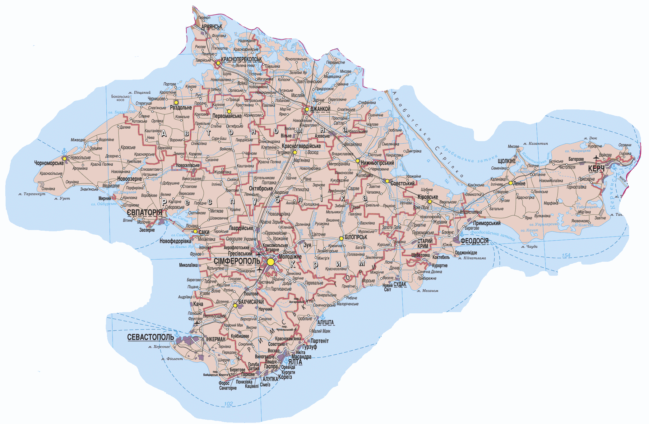 Map of autonomous Republic of Crimea