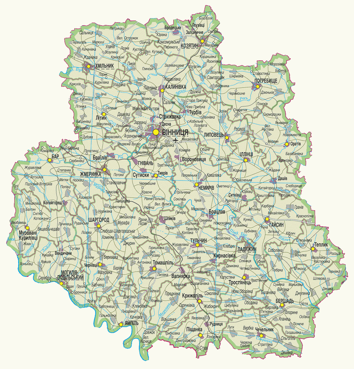 Map of Vinnytsia Oblast