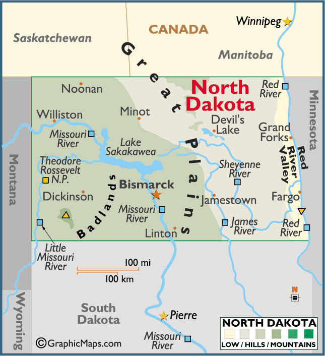 Map of North Dakota