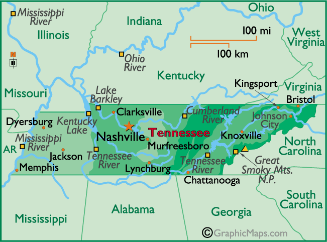 Map of Tennessee