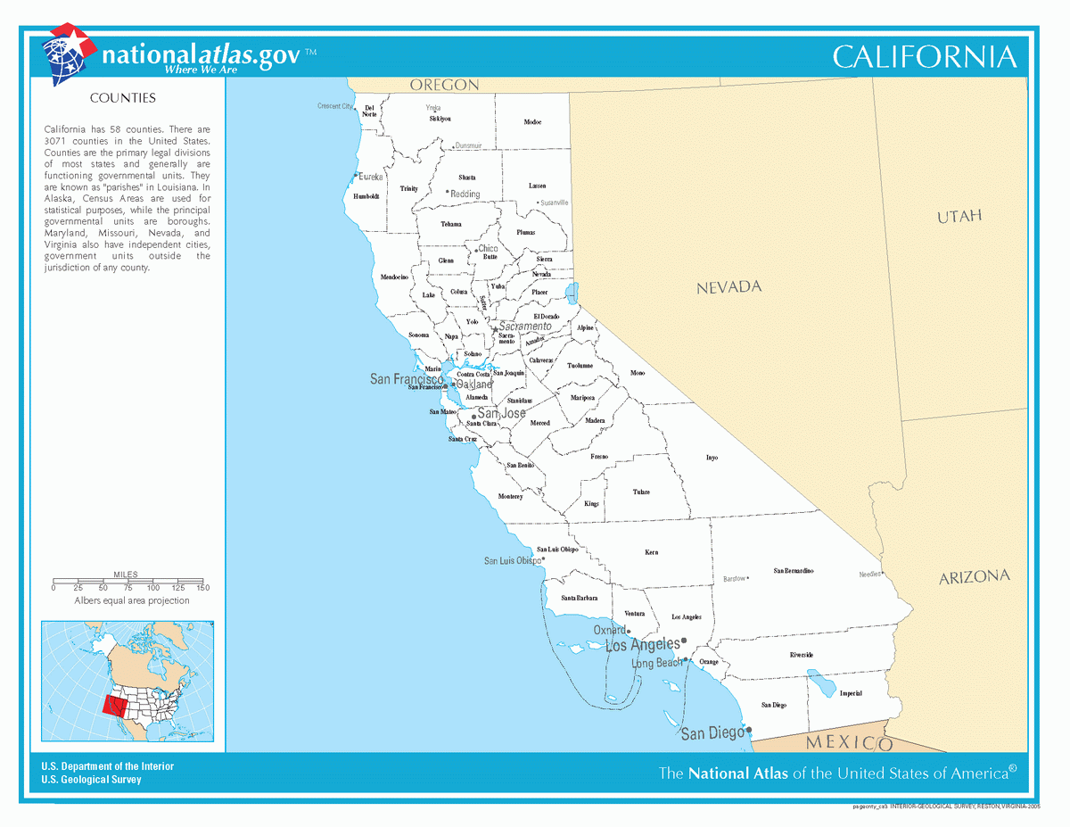 Map of counties of California