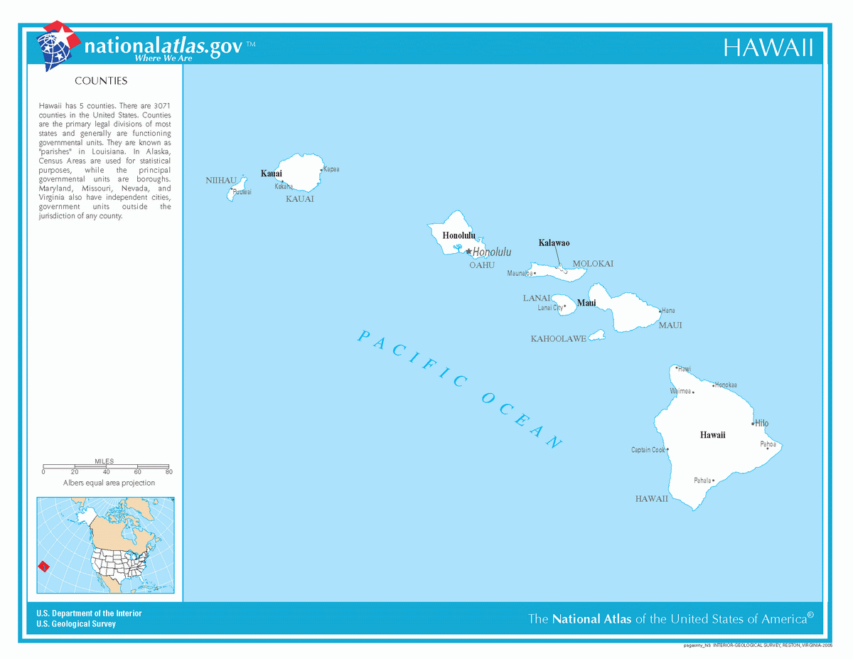 Map of counties of Hawaii