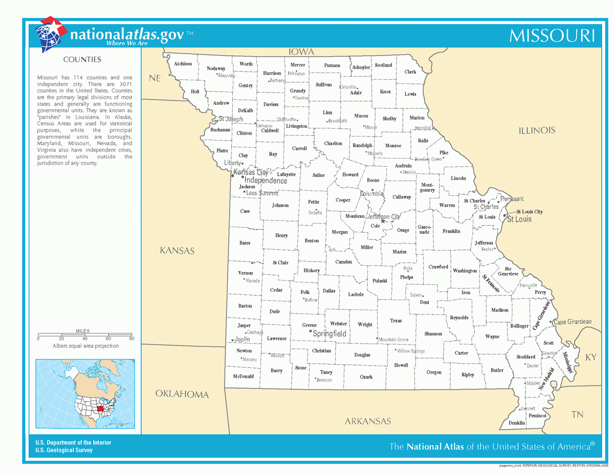 Map of counties of Missouri