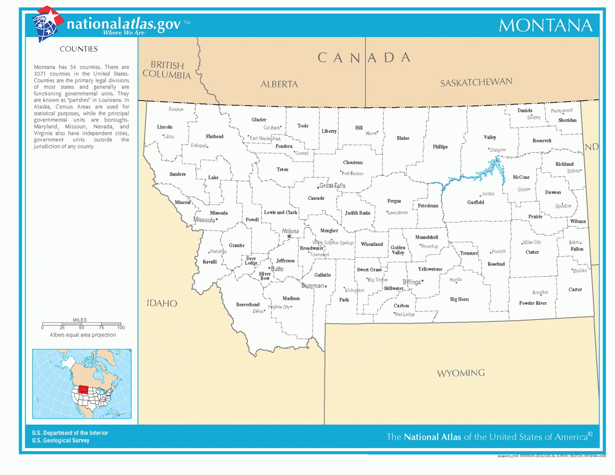 Map of counties of Montana