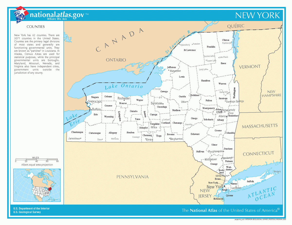 Map of counties of New York