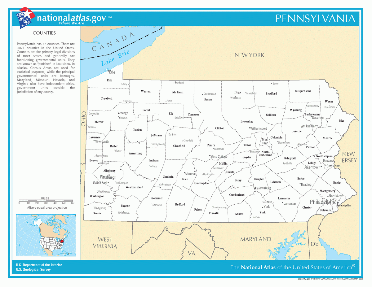 Map of counties of Pennsylvania