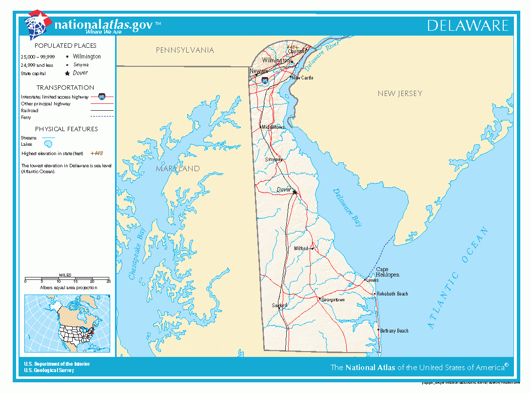 Map of roads of Delaware