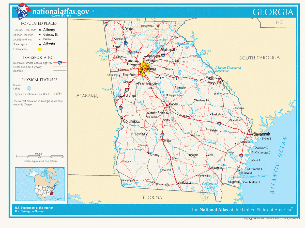 Map of roads of Georgia