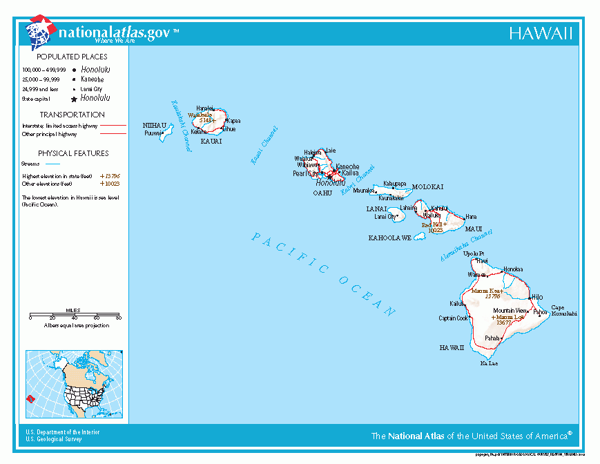 Map of roads of Hawaii